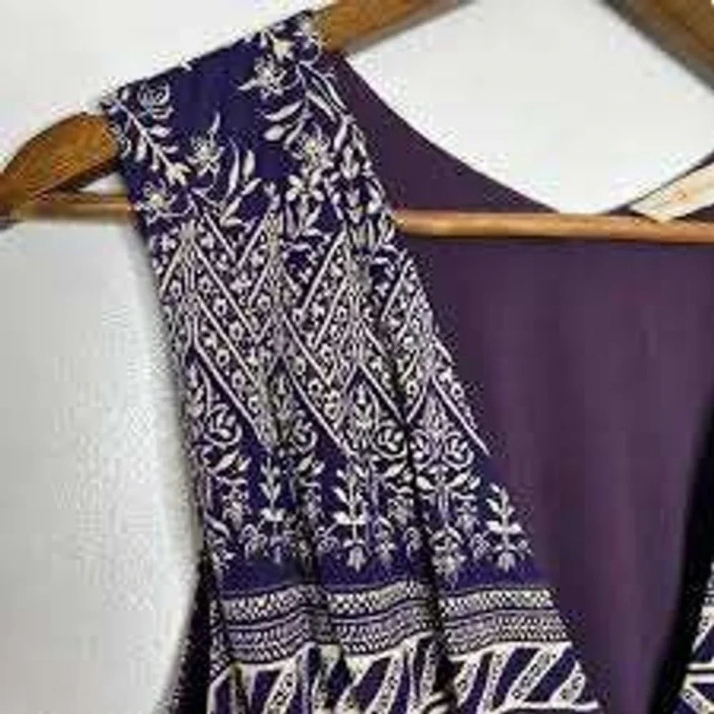 Tory Burch Purple Geometric Floral V-Neck Sleeveless Women dress Wrap Size S P